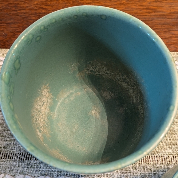 Vintage 1960's Scheurich Keramik Qty Two - Aqua/Turquoise Green Ceramic Planters - Picture 3 of 11